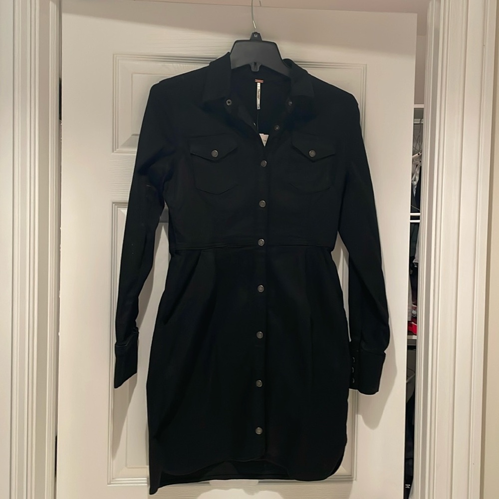 Free people long sleeve dress with snap buttons